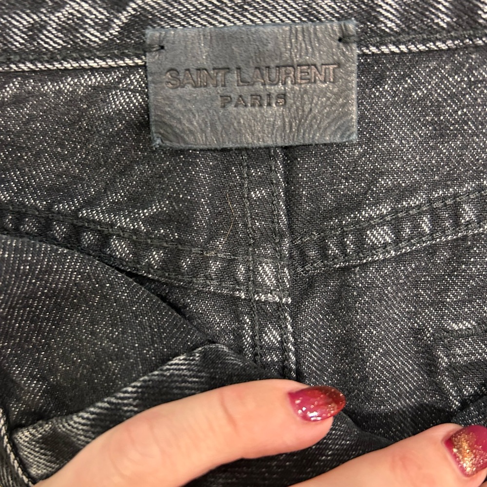 Saint Laurent Black Washed Denim Mini Skirt - Picture 10 of 12